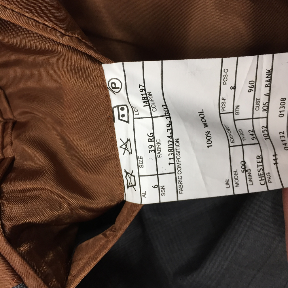 Joseph Jos A Bank 39 R 100% Wool Charcoal Gray - image 4